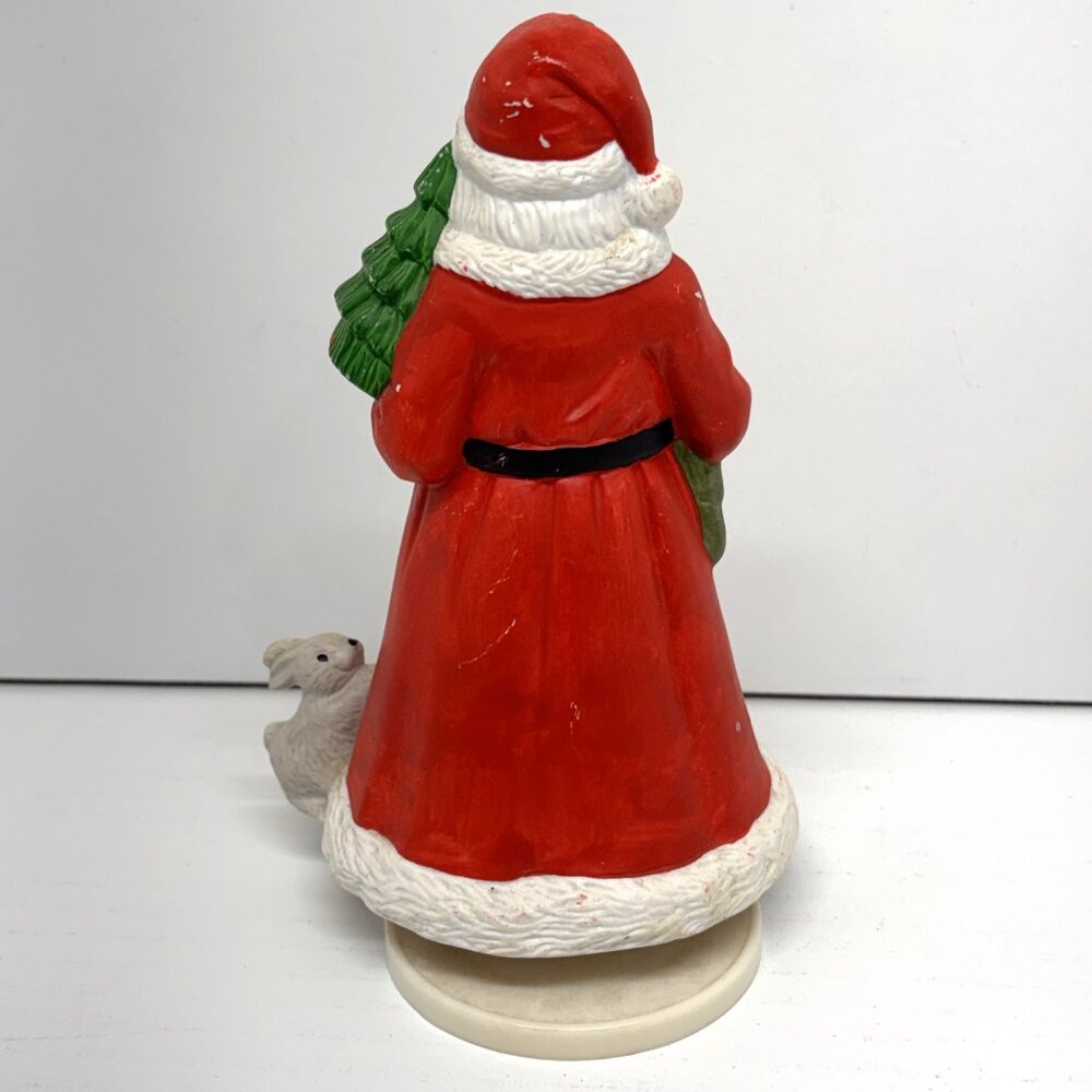 Vtg Christmas Porcelain Santa Wind-Up Plays "Here Comes Santa Clause" - Picture 4 of 9